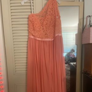 Long One Shoulder Lace Bridesmaid Dress